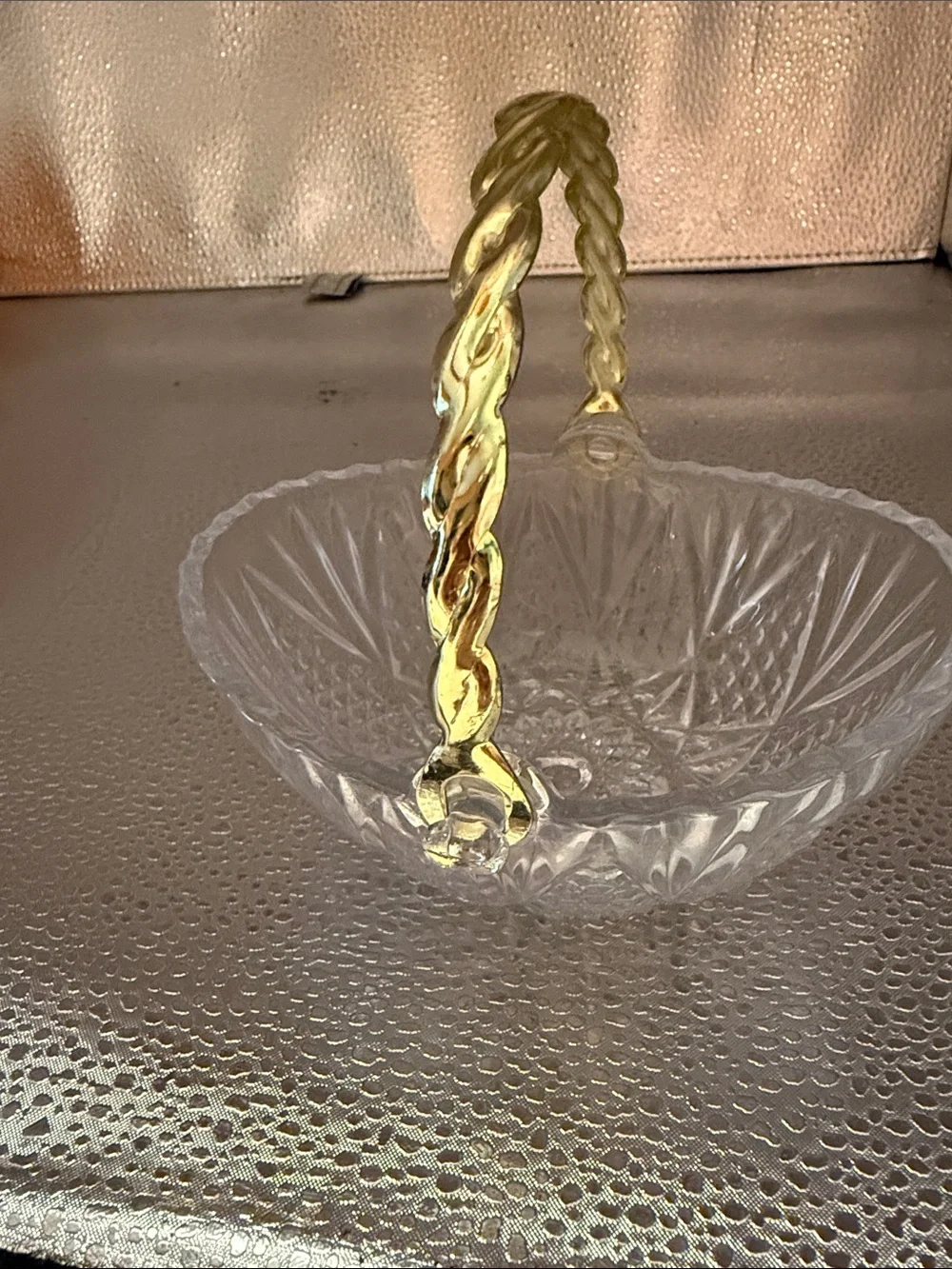 Vintage Mikasa Crystal Mini Basket Candy Dish